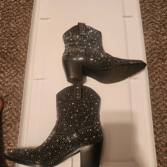 Studded Black Ankle Boots - Picture 5 of 8